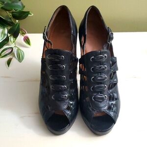 Givenchy | Black Leather Gladiator Heels Sz 38